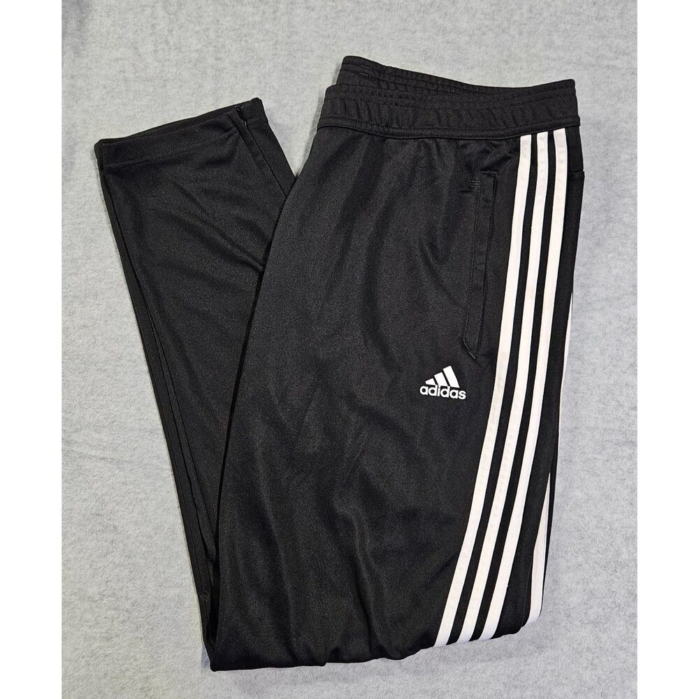 Adidas Climacool Women’s Black 3 White Stripe Track Pants Ankle Zip Size XL